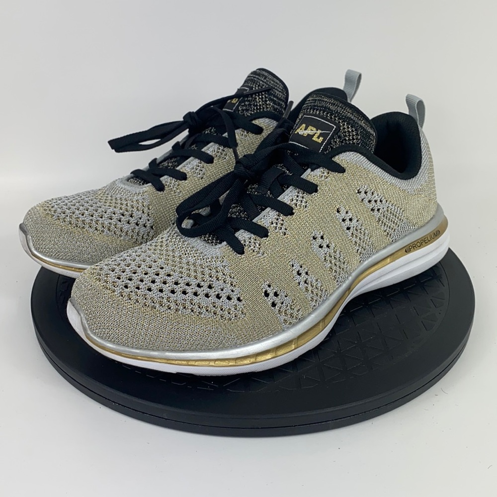 APL Techloom Pro Lululemon White/Silver/Gold Athletic Shoes Women's Size 9.5